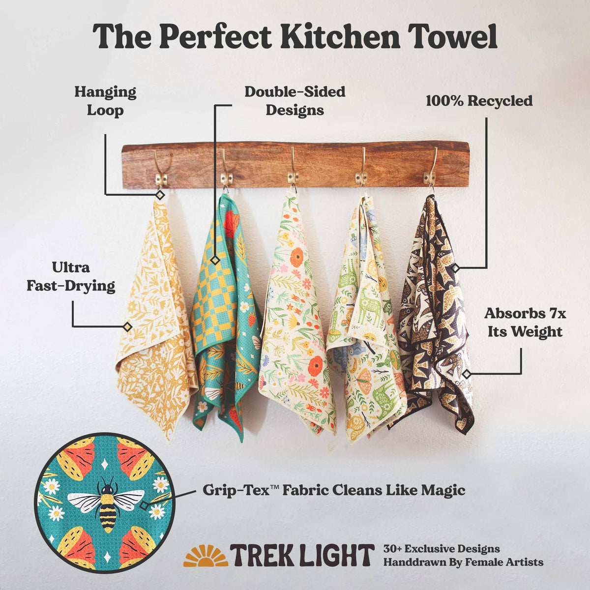 Kitchen Tea Towel Quick Dry | Western Bloom