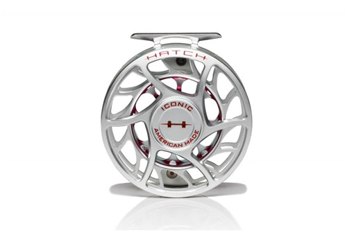 Hatch Iconic 7 Plus Fly Reel Silver Red