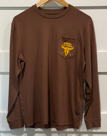 Wyoming Fly Fishing Free Fly Men's Bamboo Flex Long Sleeve Pocket Tee Mustang SALE