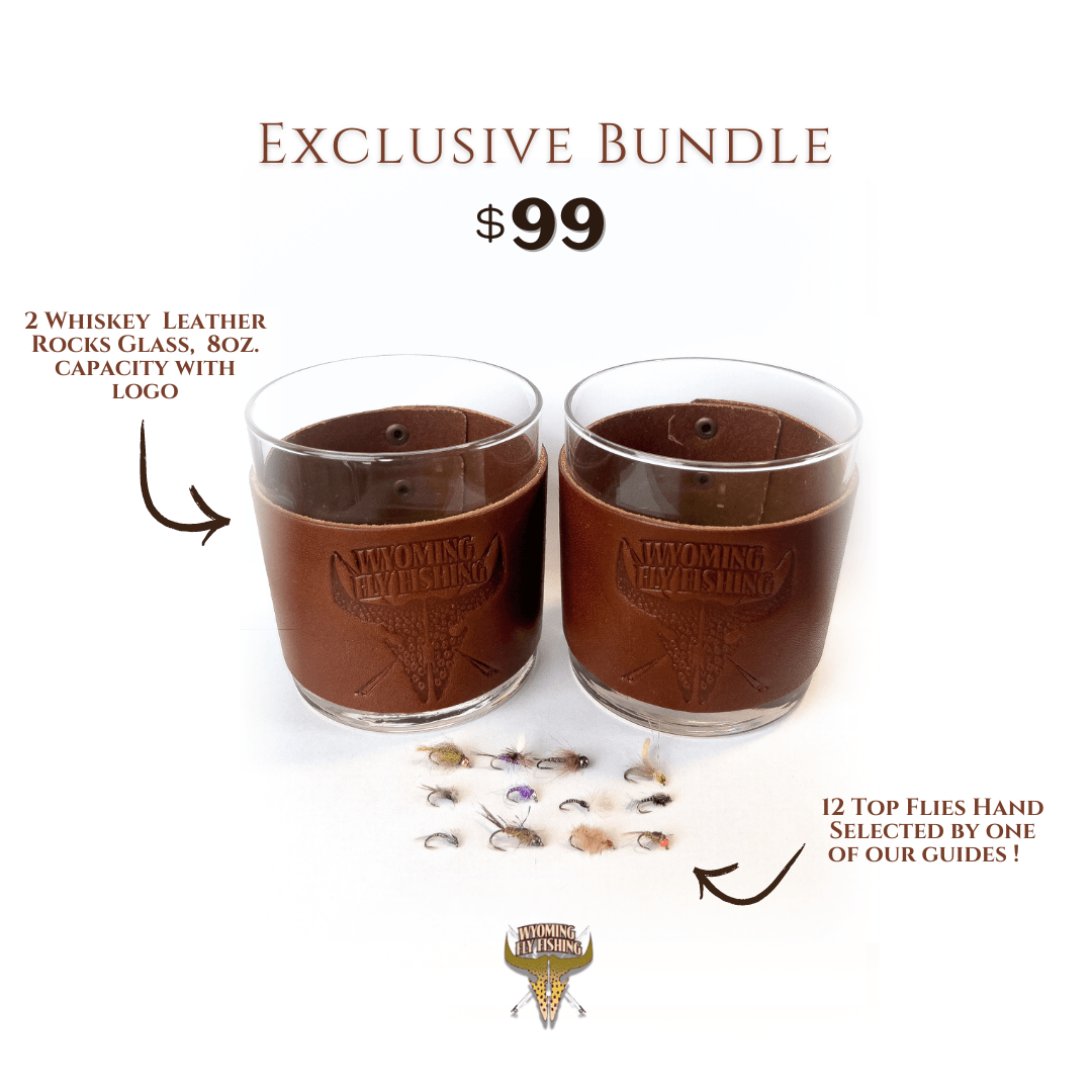 Custom Whiskey Glasses and Assorted Flies