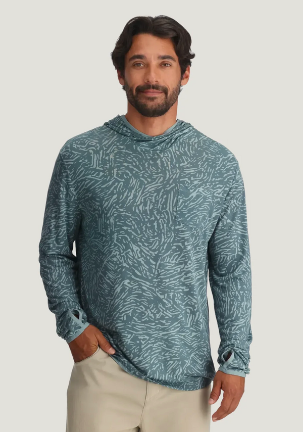 Men's Bamboo Lightweight Hoodie Tidal Flow Print Stormy Sea