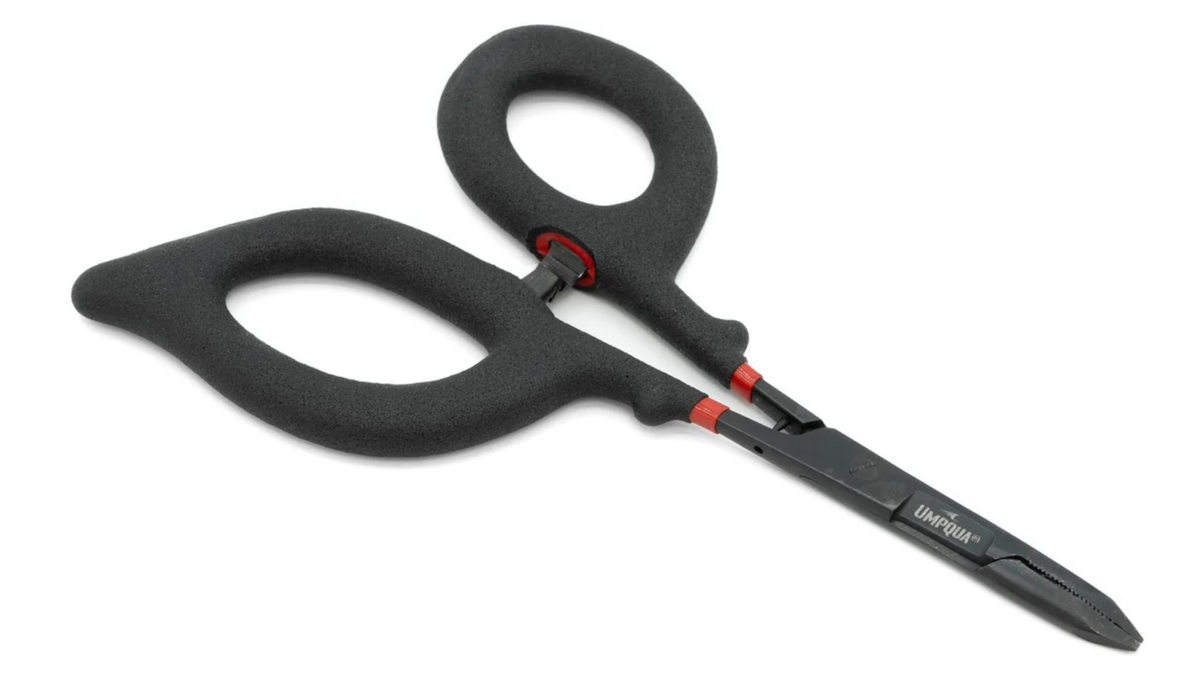 Umpqua River Grip Tools Straight Scissor Forceps 6'' Black