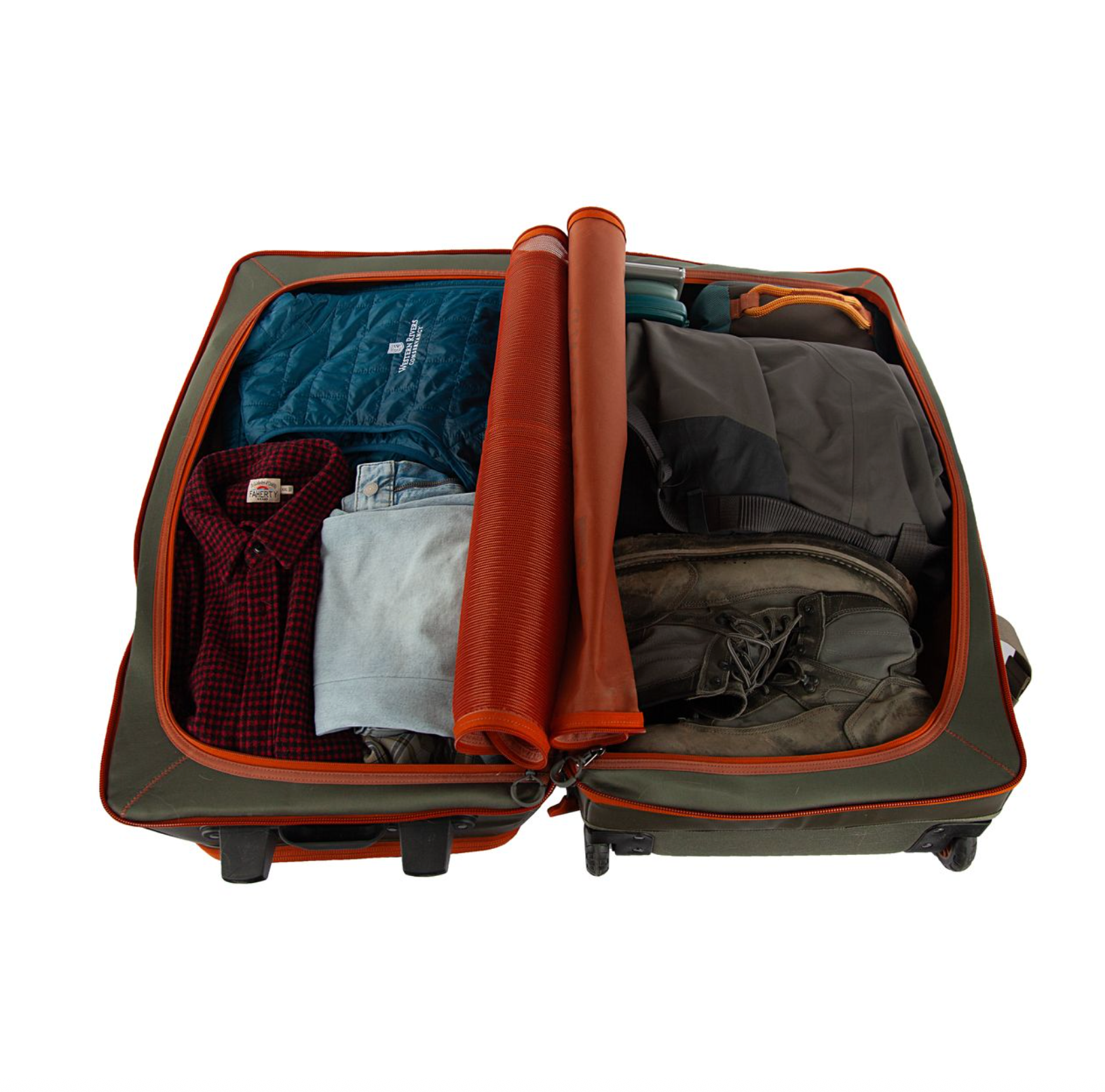 Fishpond Stormshadow Medium Rolling Duffel Open