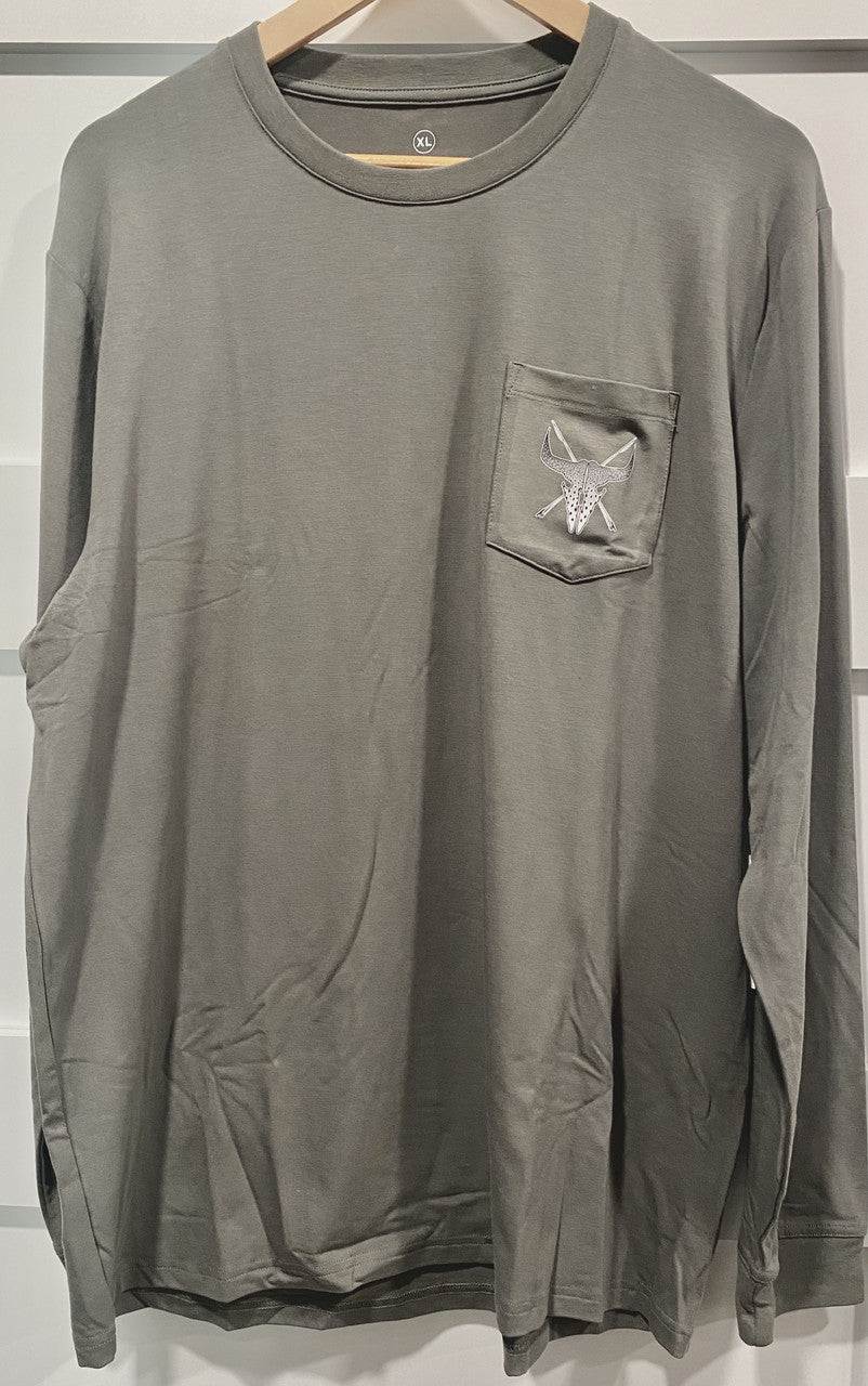 Wyoming Fly Fishing Free Fly Men's Bamboo Flex Long Sleeve Pocket Tee