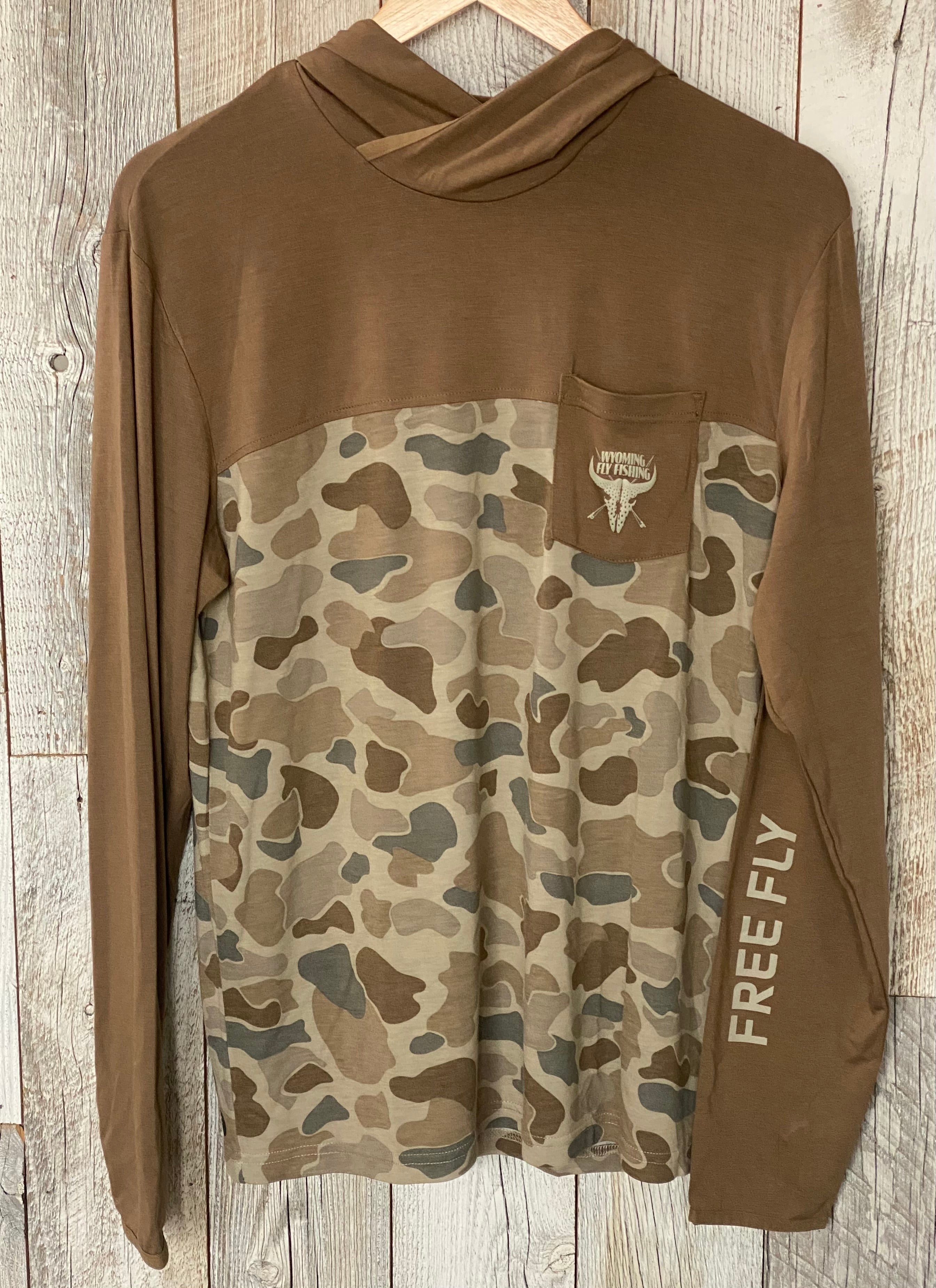 Free Fly Men's Bamboo Hybrid Hoody Canyon Logo