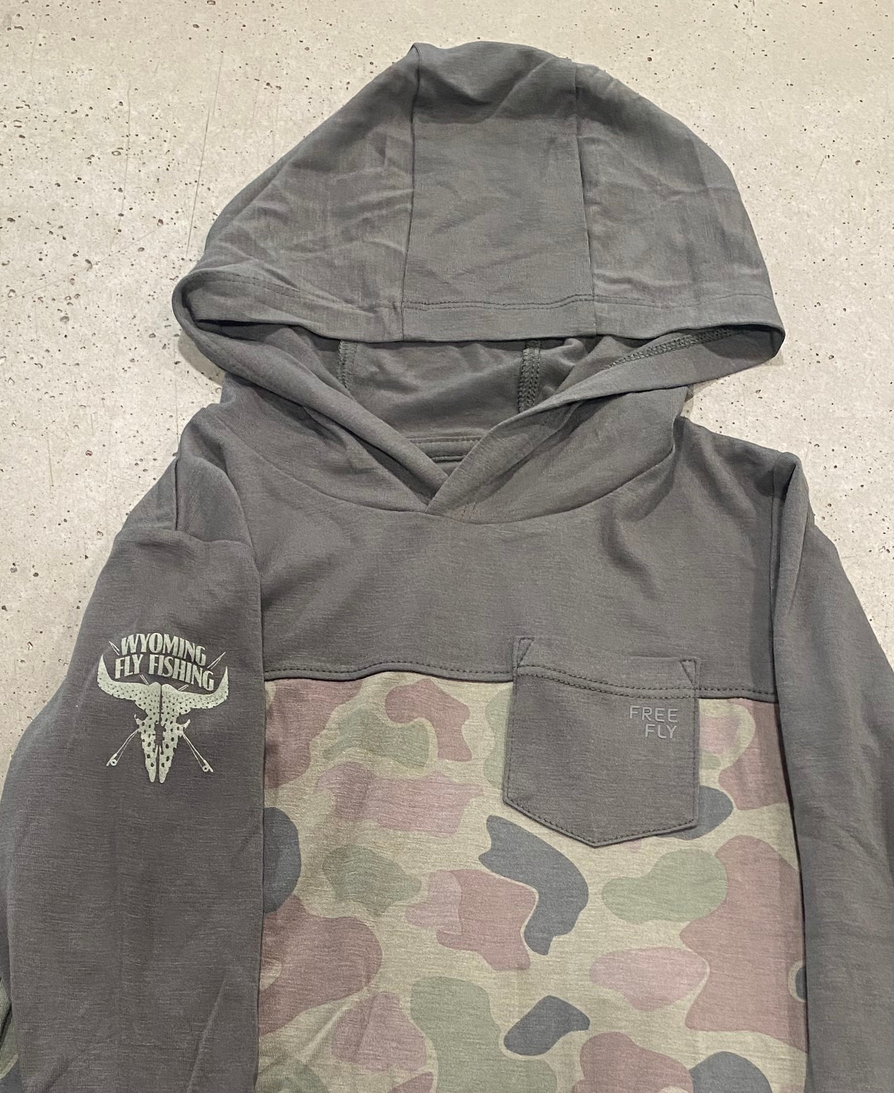 Free Fly Kids Bamboo Colorblock Shade Hoody Dark Forest Logo