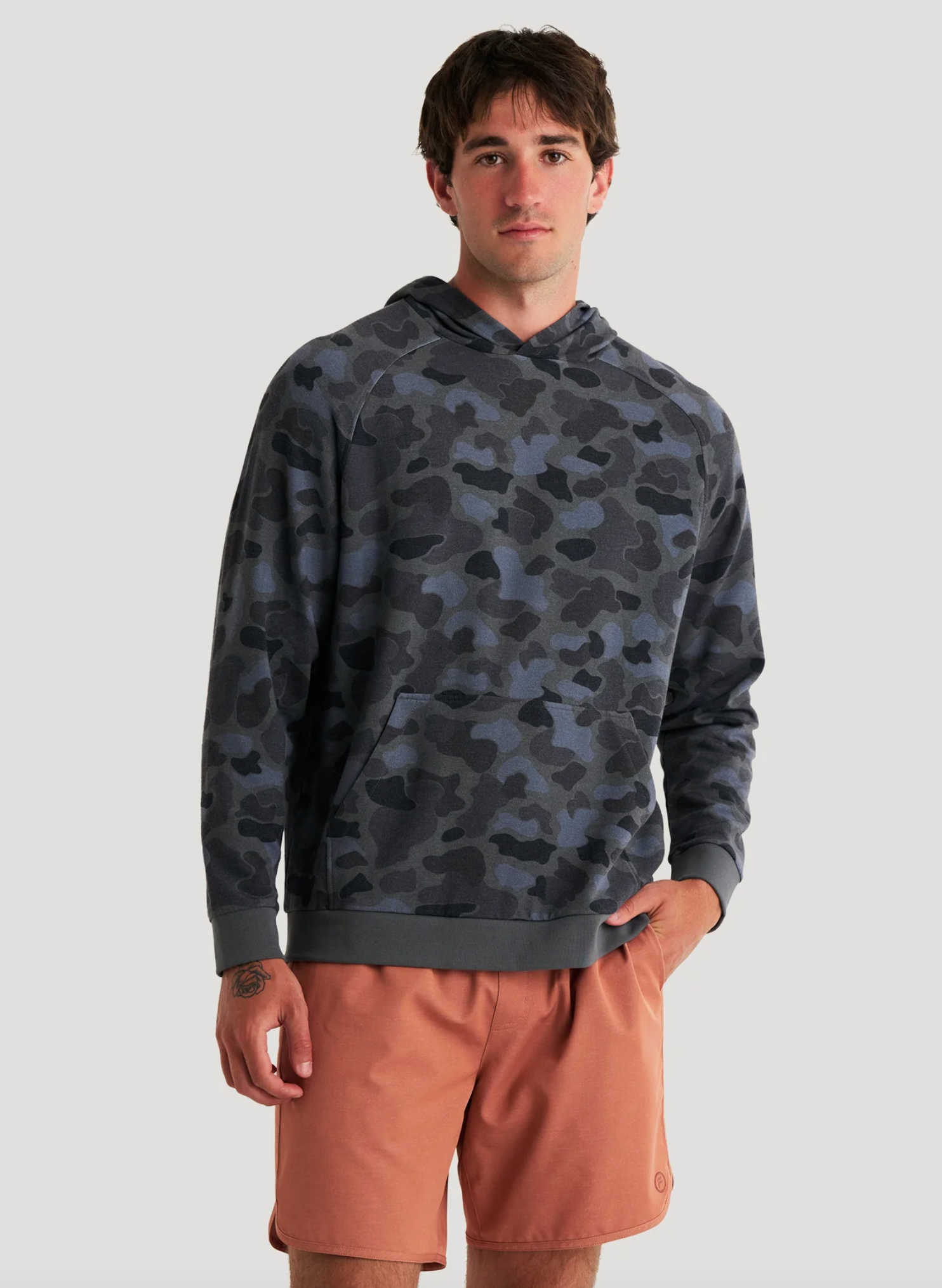 Free Fly Men's Bamboo Lightweight Fleece Hoody Camo Black