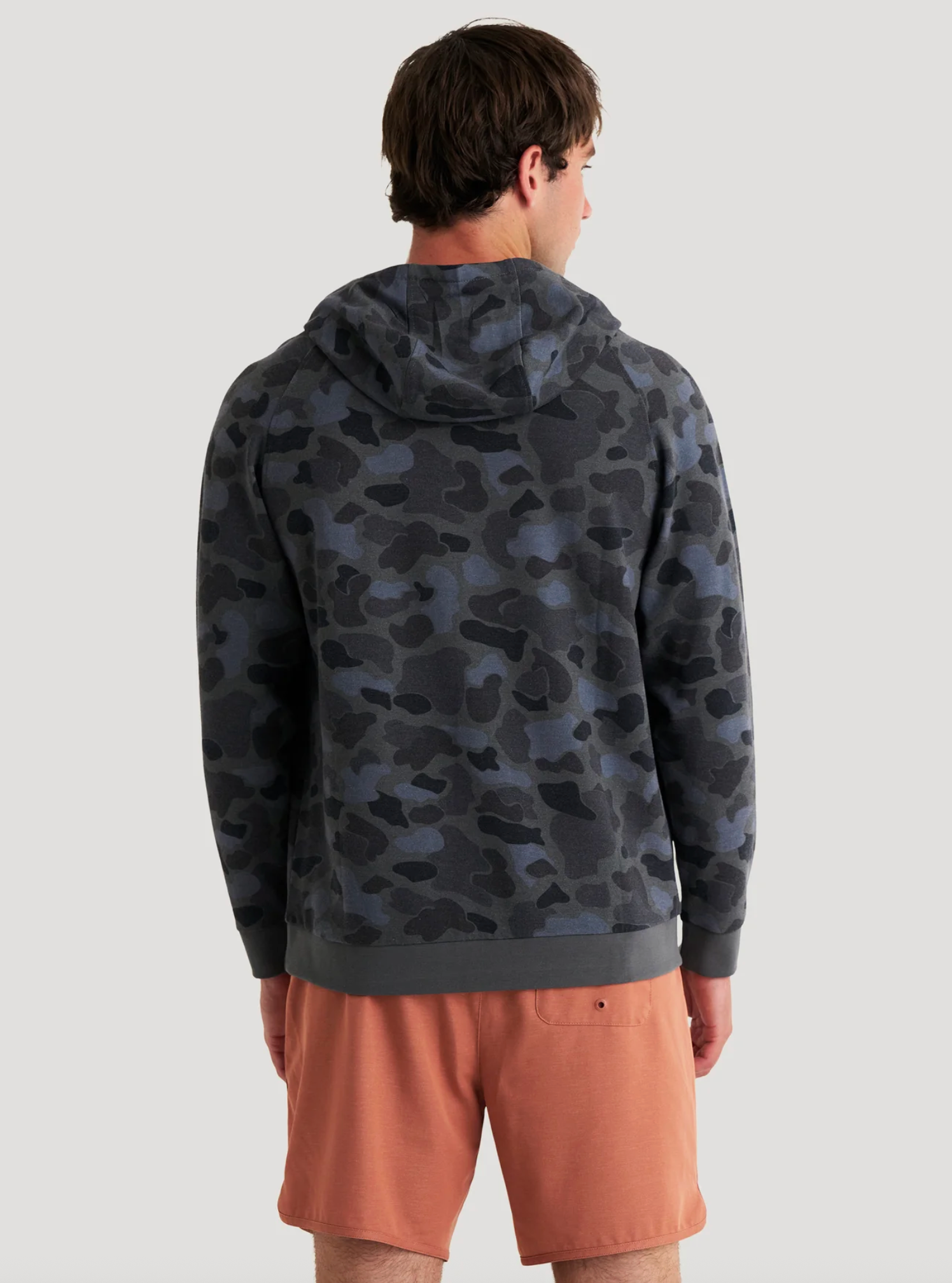 Free Fly Men's Bamboo Lightweight Fleece Hoody Vintage Camo Black Back