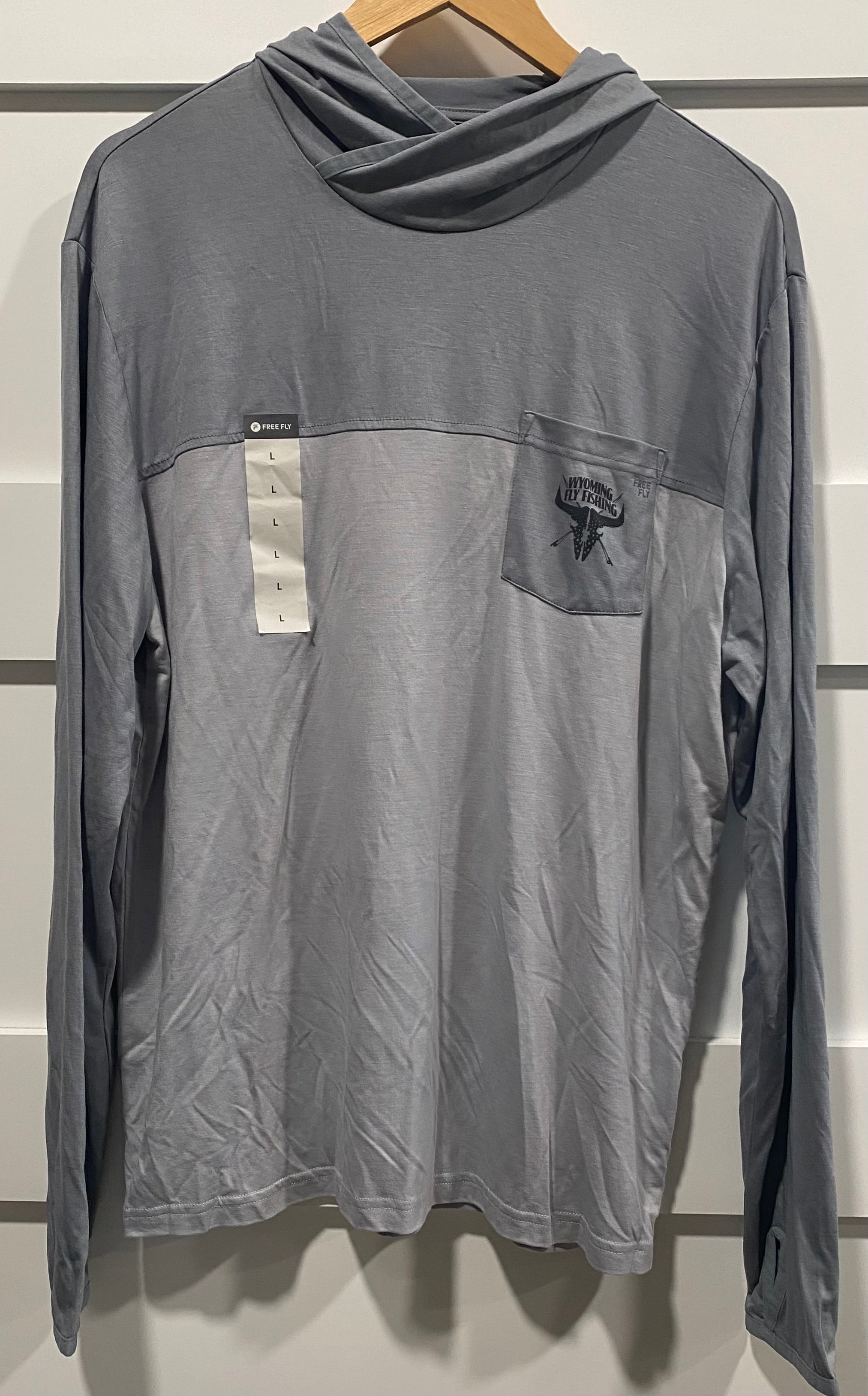 Free Fly Men's Hybrid Hoody Slate Grey Logo