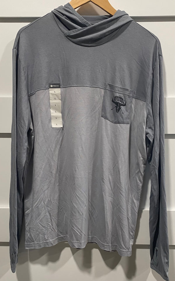 Free Fly Men's Hybrid Hoody Slate Grey Logo