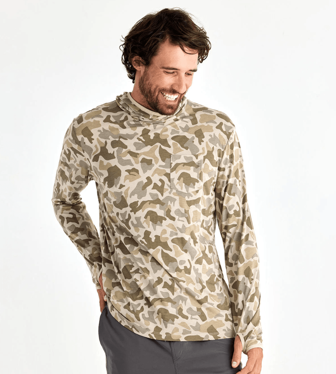 Free Fly Men's Bamboo Lightweight Hoody Barrier Island Camo