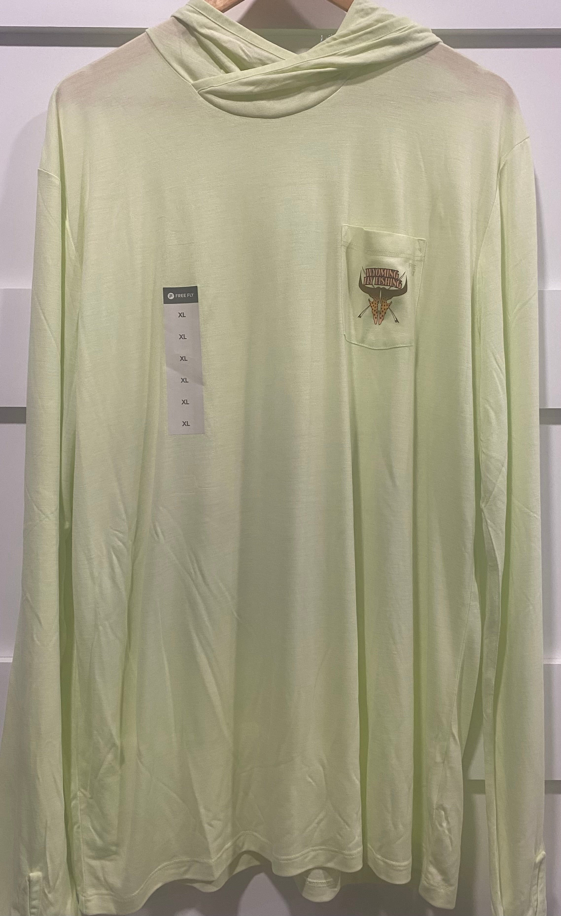 Free Fly Men's Lightweight Hoody Lime Logo