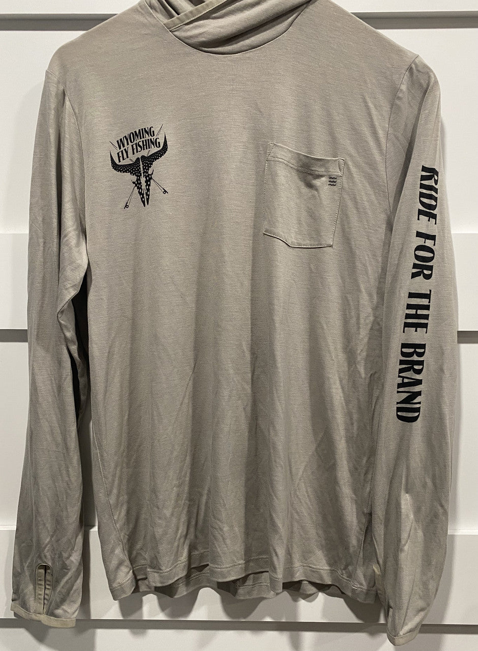 Wyoming Fly Fishing Free Fly Men's Bamboo Lightweight Hoody Sandstone Logo