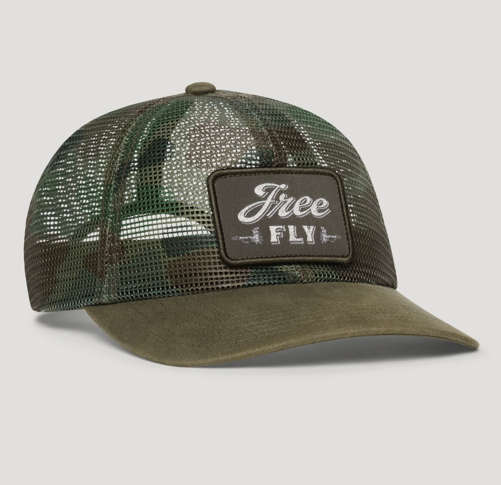 Free Fly Outfitters Patch Mesh Hat Vintage Camo Oil Green
