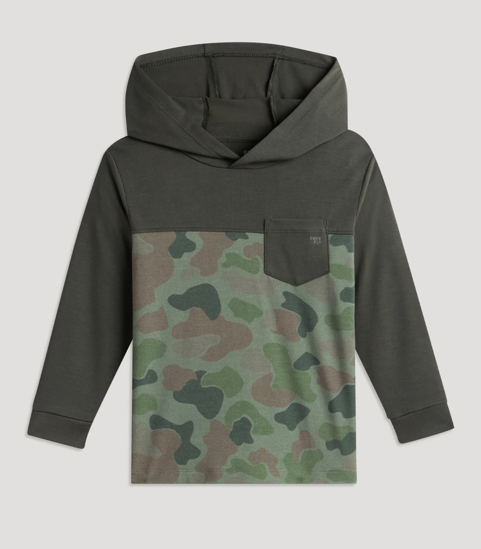 Free Fly Toddler Bamboo Colorblock Shade Hoody Dark Forest Vintage Camo Oil Green