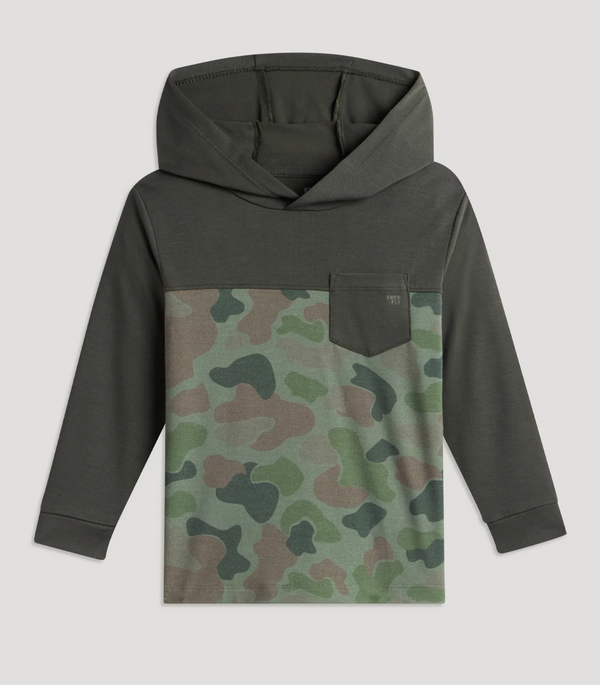 Free Fly Toddler Bamboo Colorblock Shade Hoody Dark Forest Vintage Camo Oil Green