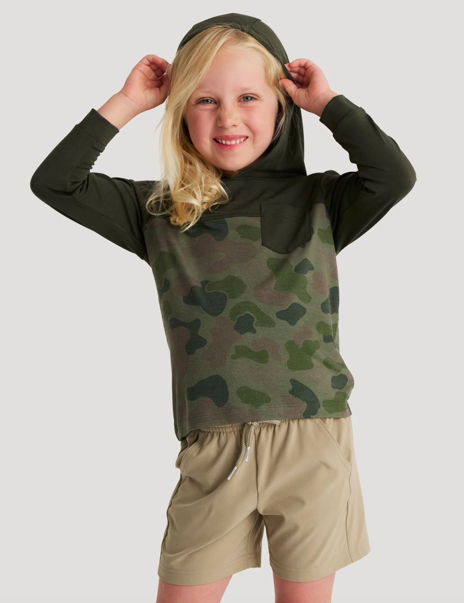 Free Fly Toddler Bamboo Colorblock Shade Hoody Dark Forest