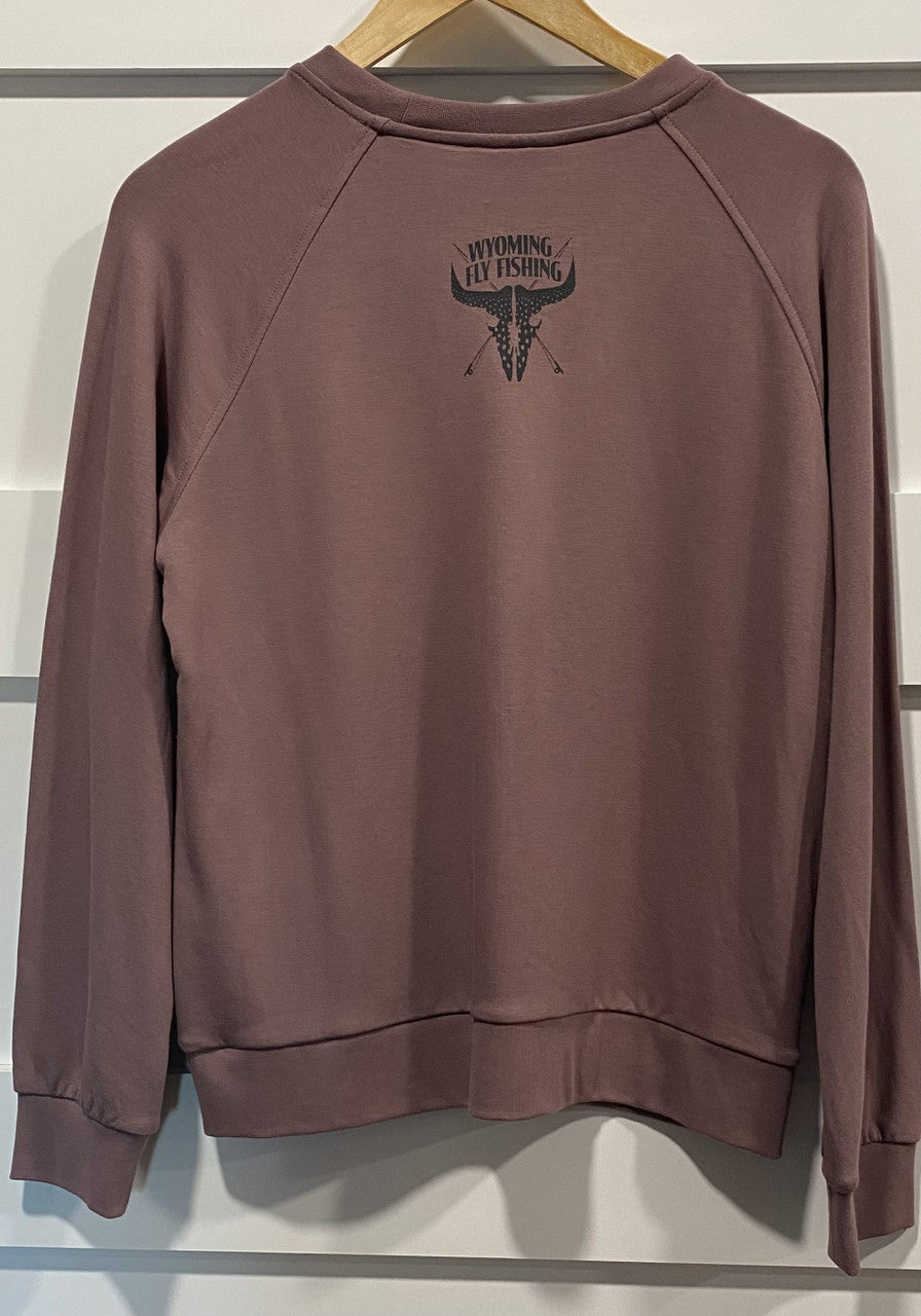 Free Fly Women's Bamboo Lightweight Fleece Crew Canyon Logo