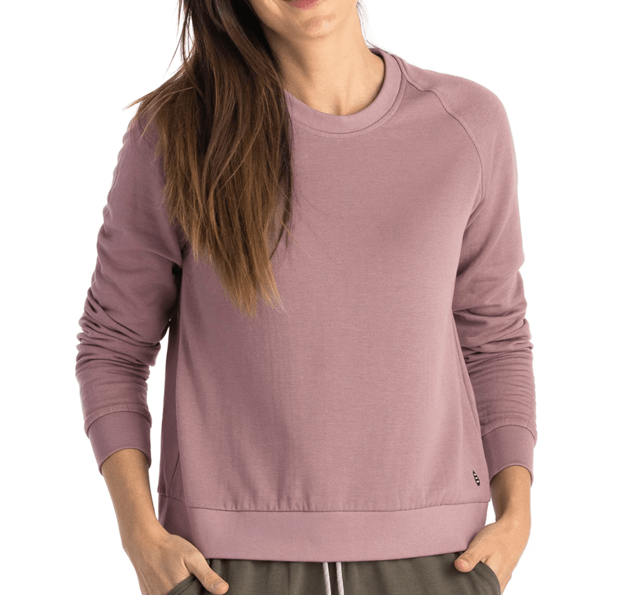 Free Fly Women's Bamboo Lightweight Fleece Crew Canyon