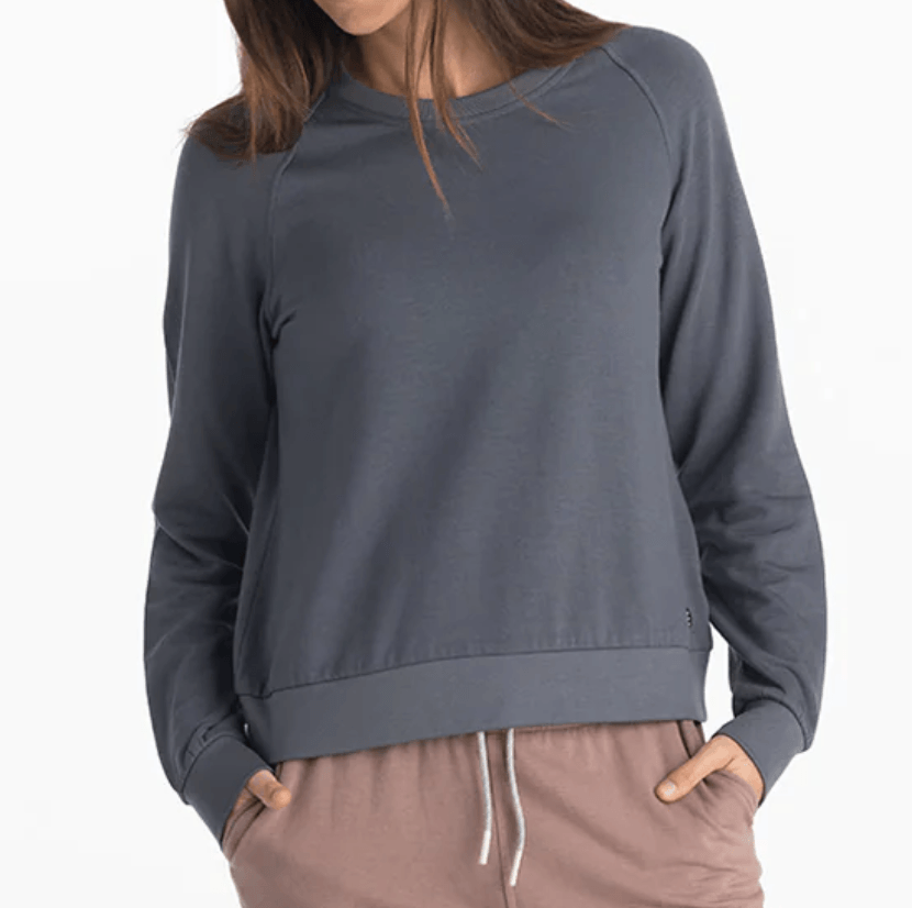 Free Fly Women's Bamboo Lightweight Fleece Crew Storm Cloud