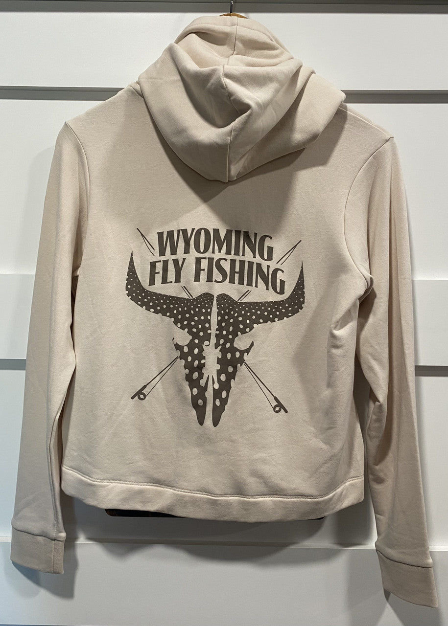 Free Fly Women's Bamboo Lightweight Fleece Cropped Hoody Stone Logo