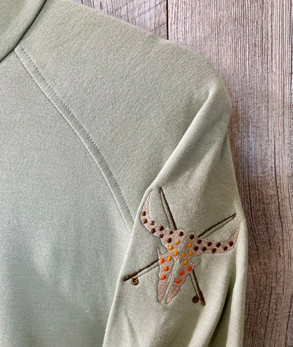 Free Fly Women's Bamboo Lightweight Fleece Hoody Tea Logo