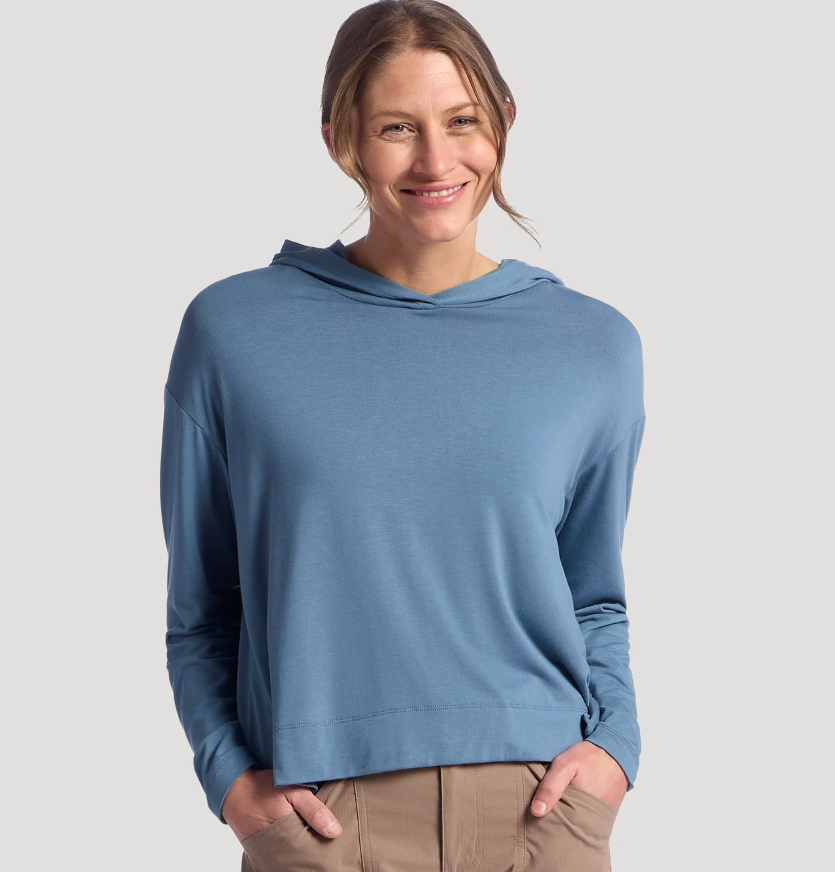 Free Fly Women's Bamboo Shade Crossover Hoody Pacific Blue
