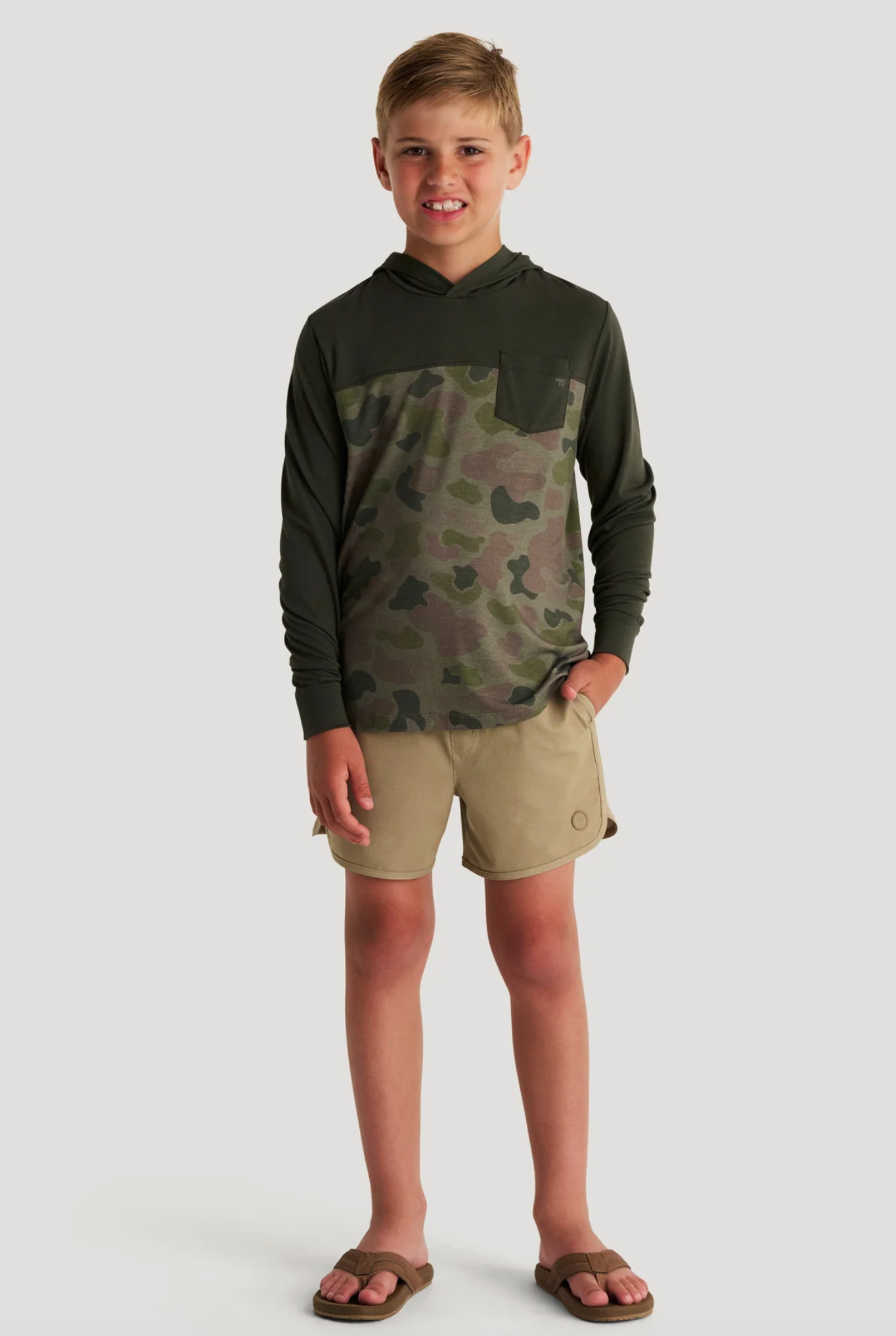 Free Fly Youth Colorblock Shade Hoody Dark Forest 