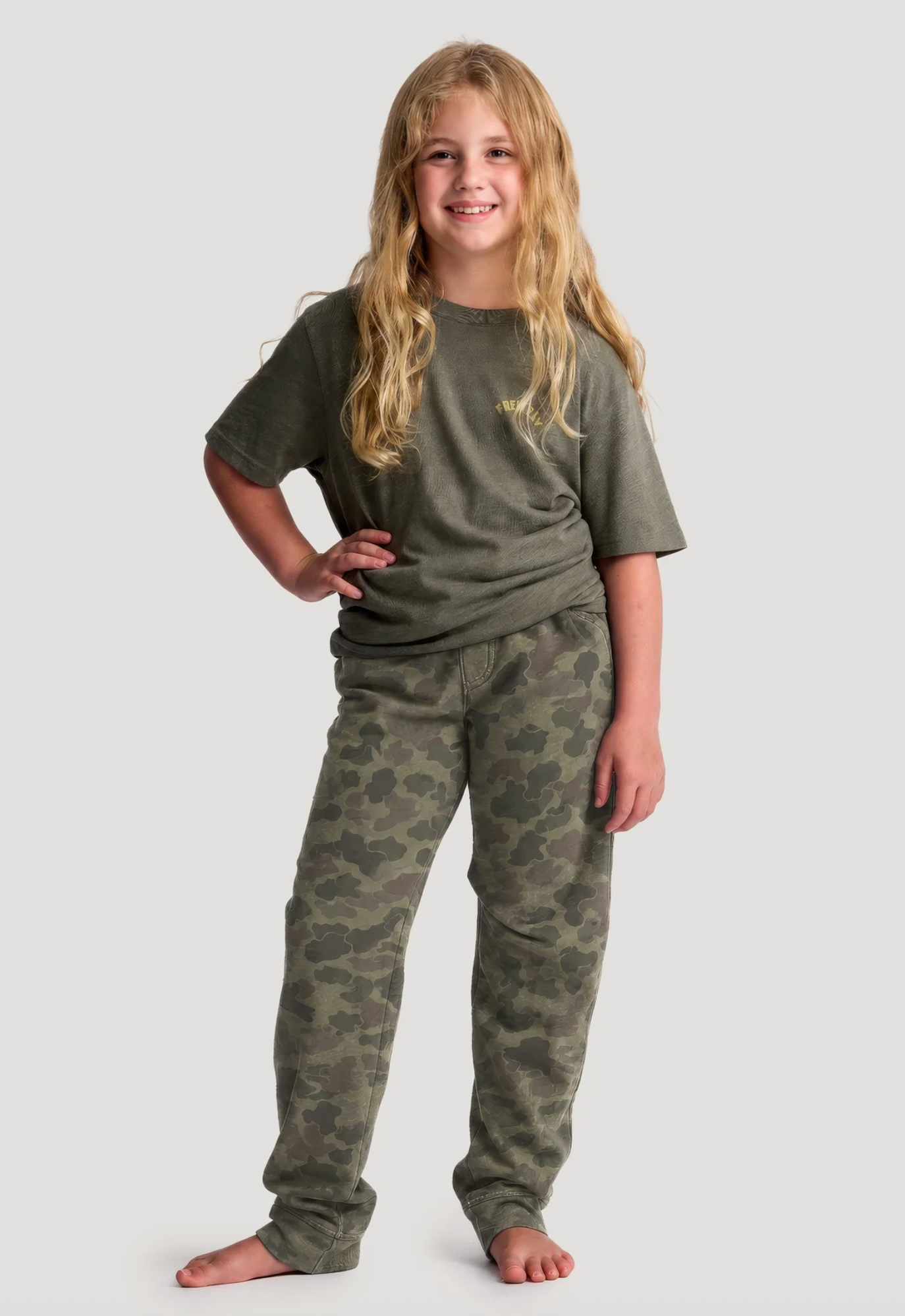 Free Fly Youth Fleece Joggers Vintage Camo Oil Green