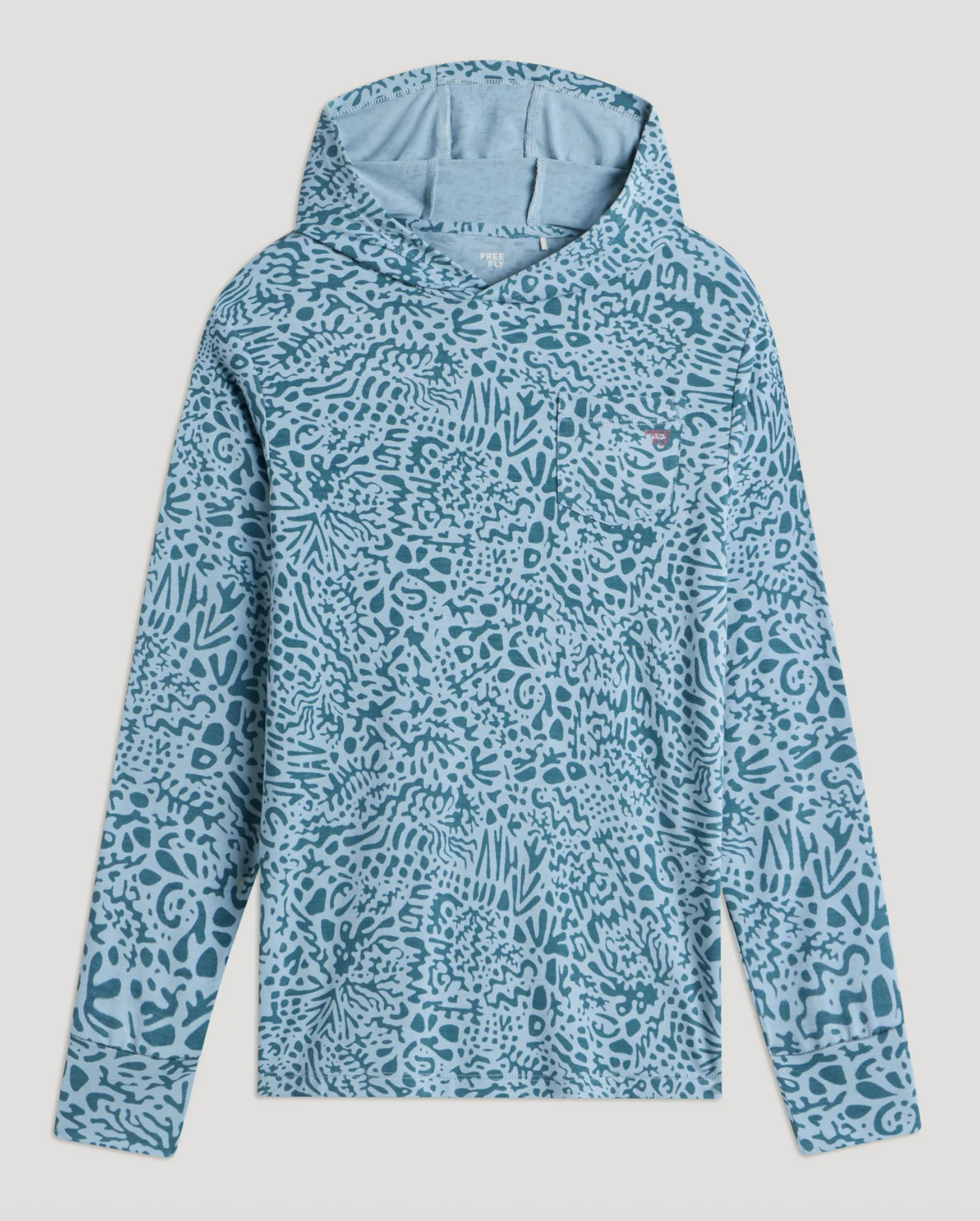 Free Fly Kids' Bamboo Shade Hoody Drifter Print Sea Pine