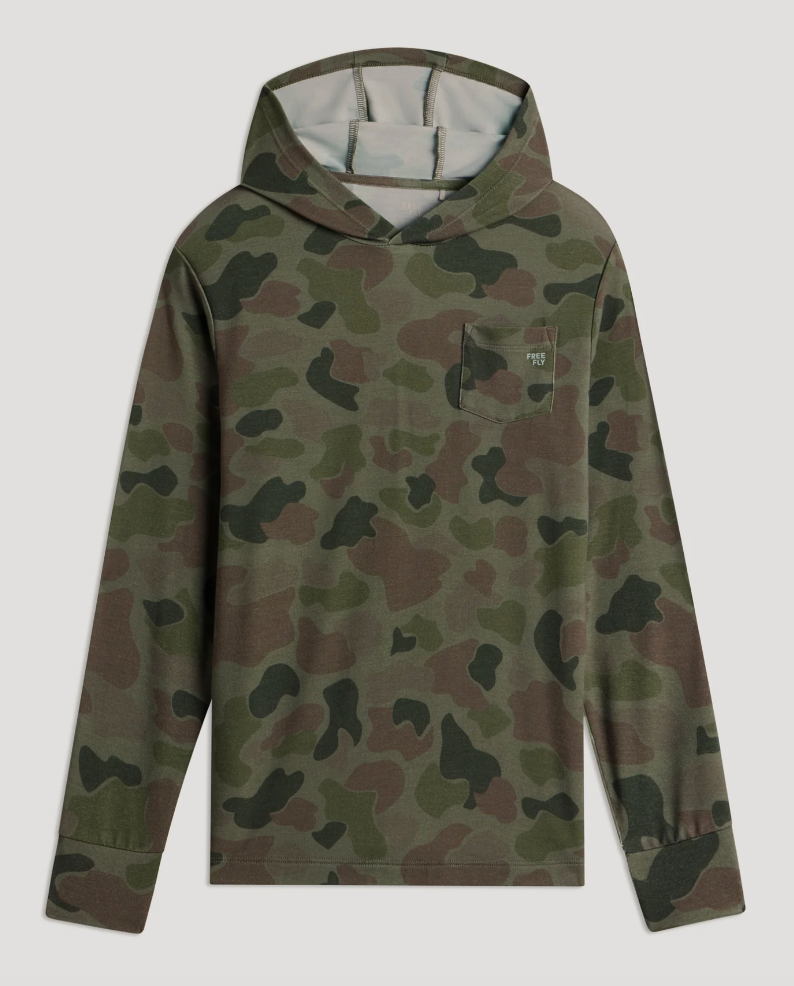 Free Fly Kids' Bamboo Shade Hoody Vintage Camo Oil Green