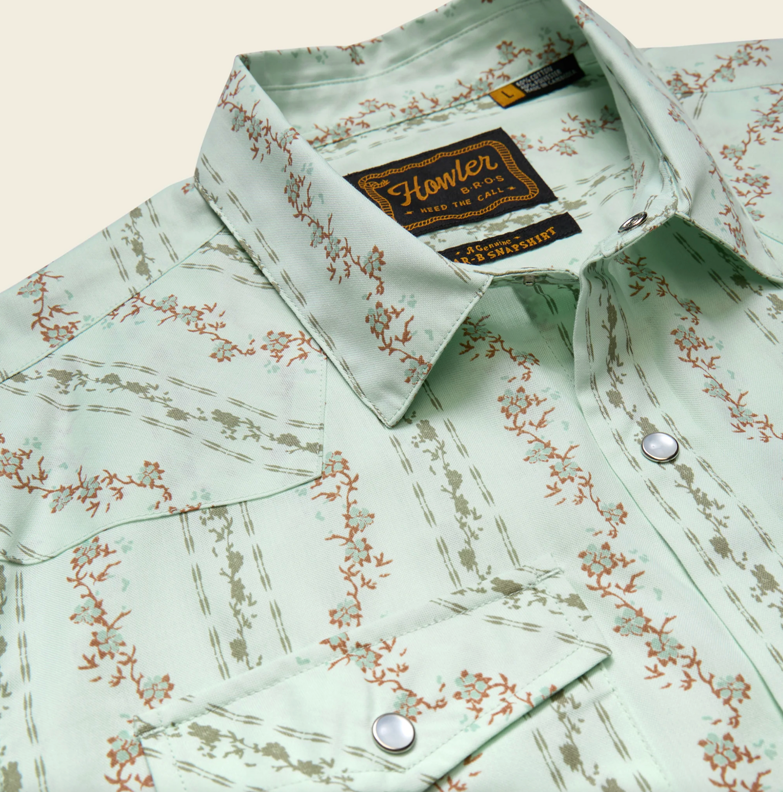 Howler Brothers H Bar B Snapshirt Hibiscus Ribbons Mint Front