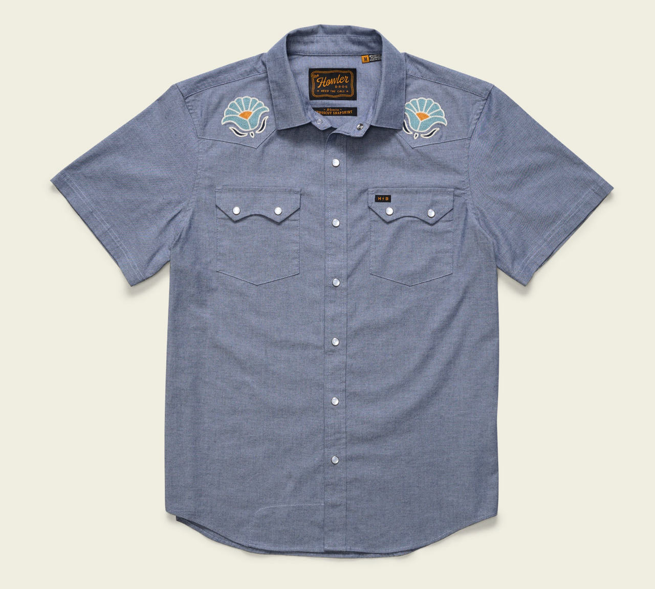Howler Brothers Crosscut Deluxe Snapshirt Fresh Blooms Indigo