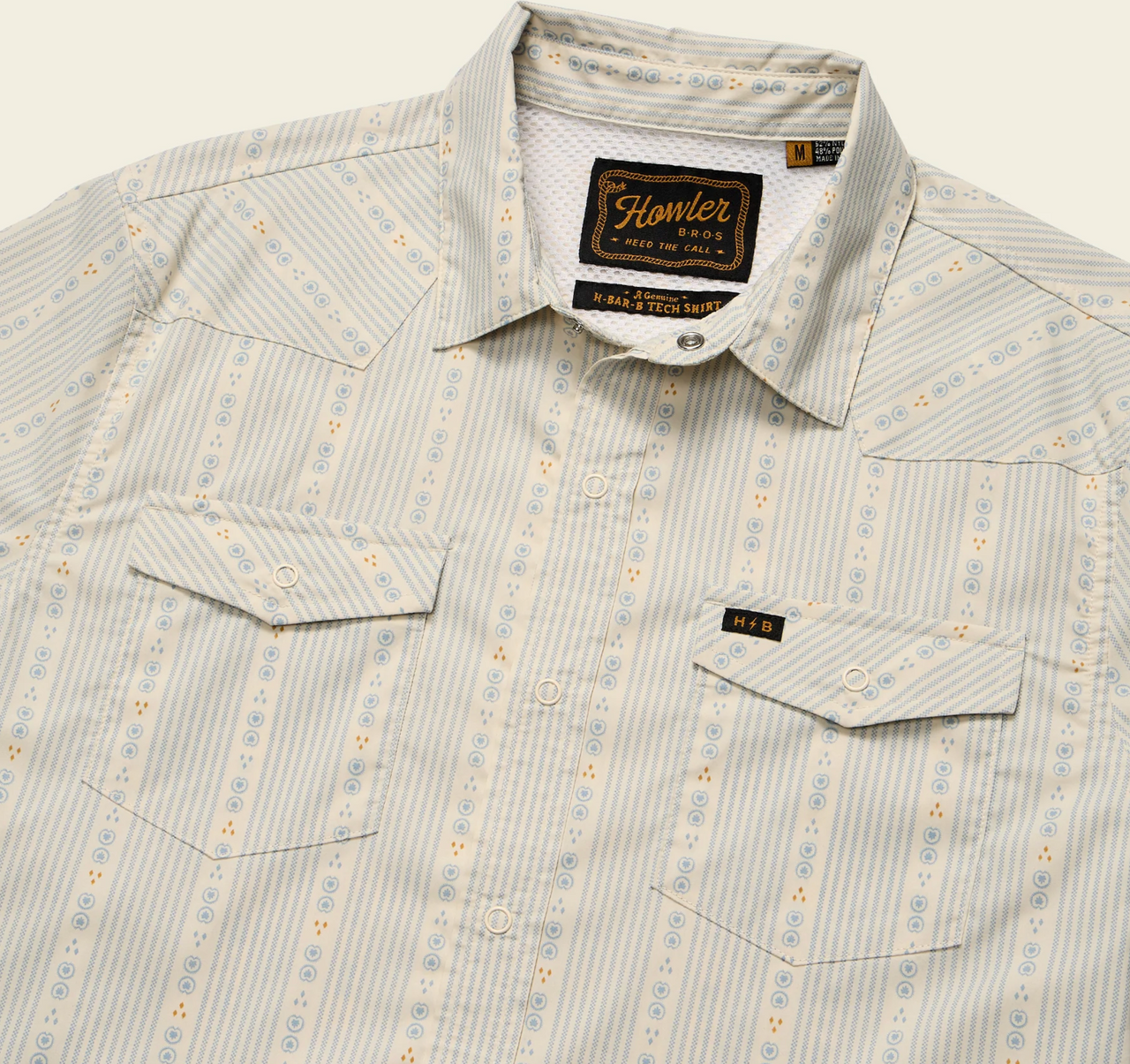 Howler Brothers H Bar B Tech Longsleeve Mosquero Stripe Off White Closeup