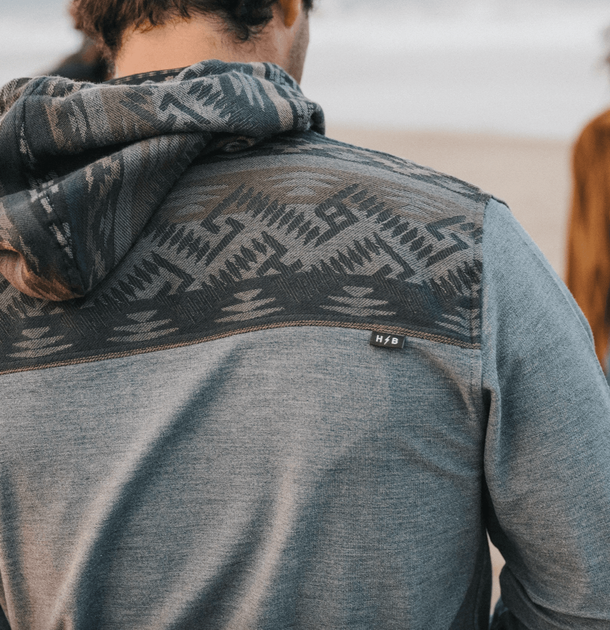 Howler Brothers Shaman Hoodie Deep Grey Herrador Jacquard Back