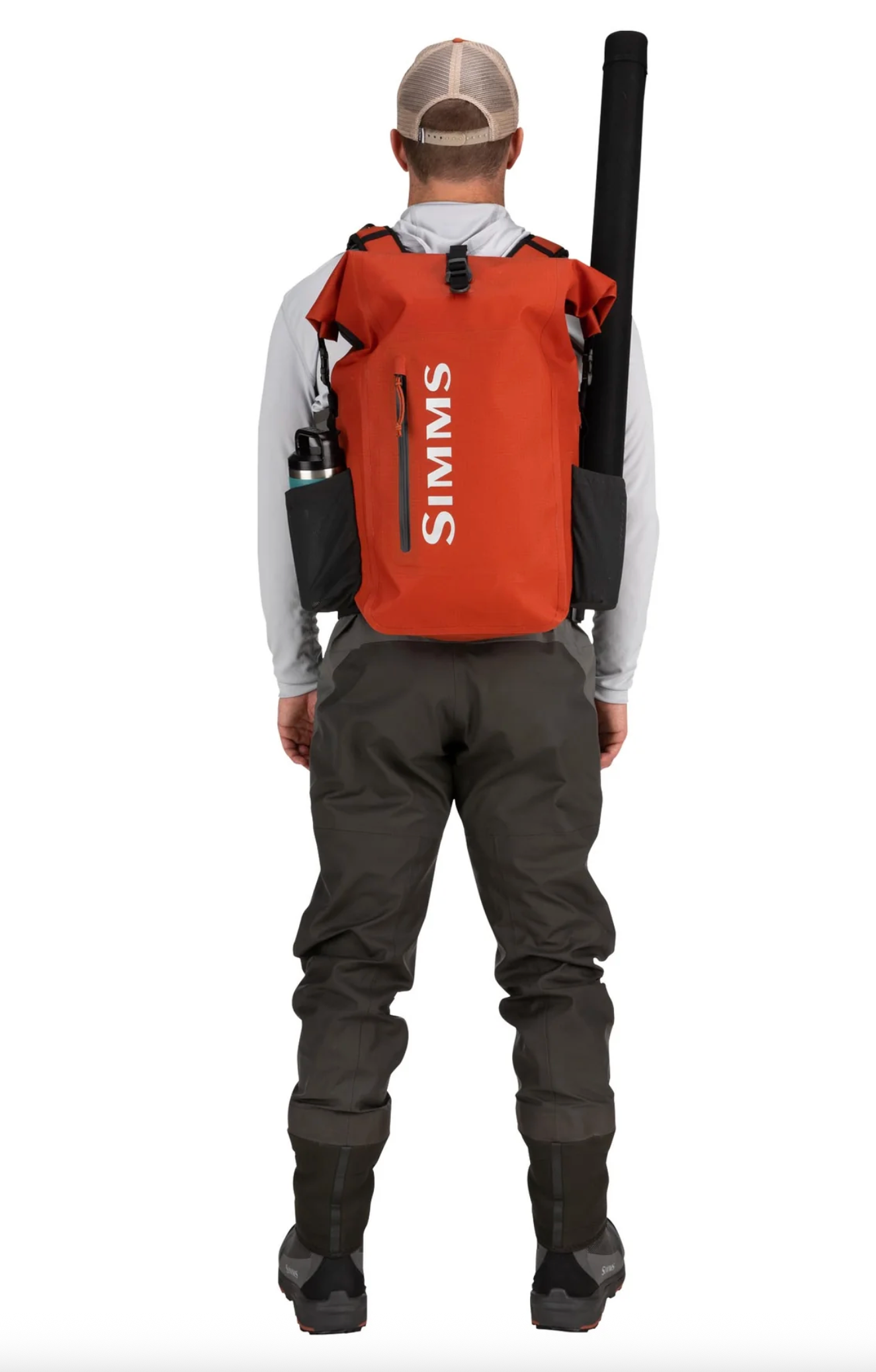 Simms Dry Creek Roll Top Backpack On Body