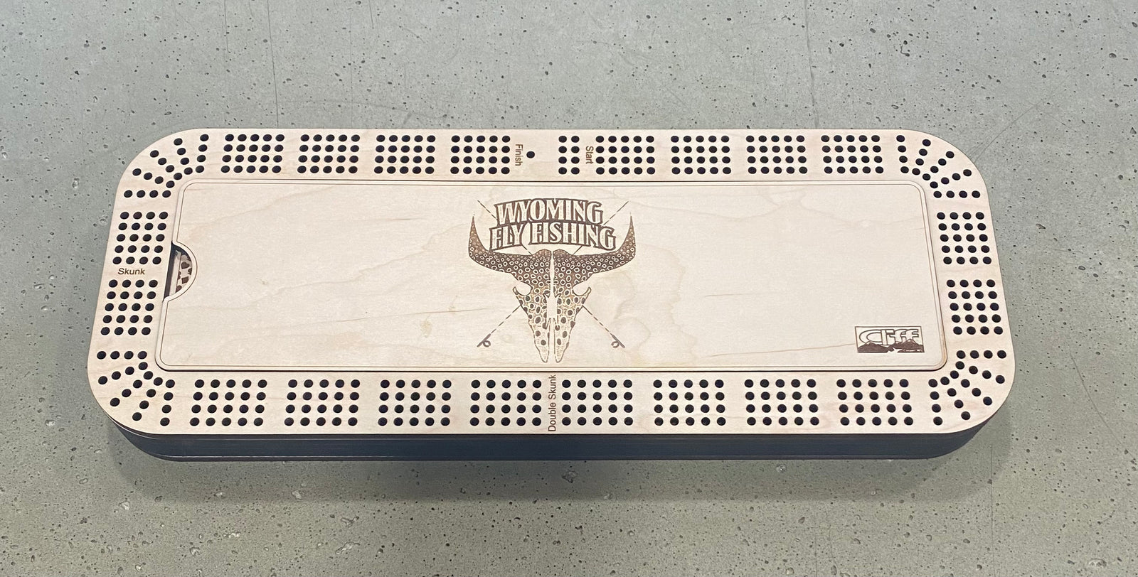 Wyoming Fly Fishing Cribbage Board