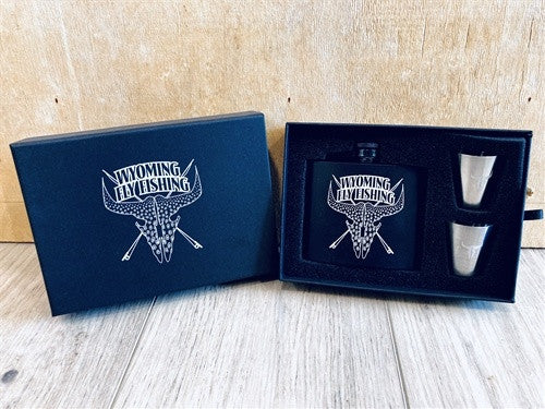 Wyoming Fly Fishing Flask and Shot Glass Set